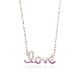 Pendant Necklaces Classic Love Letter Girlfriend Gift Jewelry Multi Color Cz Paved Lover Delicate Minimal Valentine Necklace