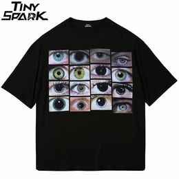 Men Hip Hop Streetwear T Shirt Eyes Printed Harajuku T-Shirt Cotton Casual Tshirt Summer Short Sleeve Tops Tees Black 220312