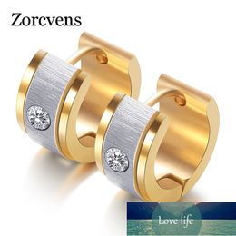 ZORCVENS New Classic Brand Jewellery silver color&Gold Colour 316L Stainless Steel Zircon Crystal hoop Earrings for Women Factory price expert design Quality Latest