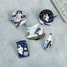 Hot-selling cartoon brooch personality exquisite whale astronaut series drifting bottle shape brooch GC333