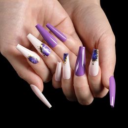 fake nails and glue UK - False Nails Fake Nail Trapezoidal Ballet Stickers Finished 24 Pieces With Glue Comfortable And Durable Accesorios