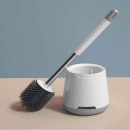 Toilet Brushes & Holders Soft Silicone Toilet Brush with Base No Dead Angle Toilet-brush Wall-mount Floor-Standing Bathroom Cleaning Tool ZL0048ep