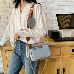 Evening Bags Trendy Wide Strap Messenger Luxury Girls PU Leather Crossbody Bag Lady Chains Shoulder BagsEvening