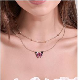 Trendy Double Layer Chokers Necklaces Girl Wedding Party Necklace For Women Butterfly Statement Chain Jewelry Gifts