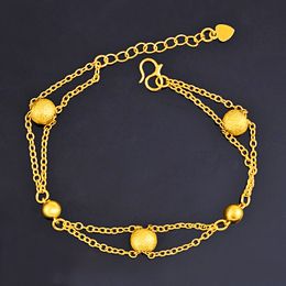Short Wrist Chain Beads Desigh 18k Yellow Gold Filled Fashion Women Bracelet Jewellery Gift