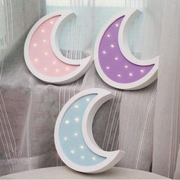 Multicolor Wooden Star Moon Cloud Night Light Baby Bedroom Gir's Room Holiday Decoration LED Table Desk Nights Lamp