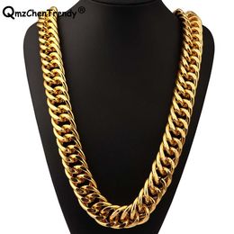 T Show 26mm Width 322g Super Heavy Women Mens Thick Miami Cuban Chain Necklaces Golden Bling Hip Hop Exaggerated Jewelry X0509