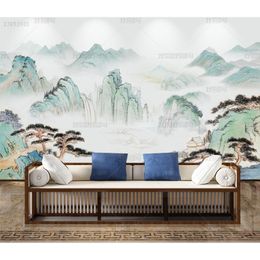 Wallpapers 3D Chinese Fuchun Mountain Residence Wallpaper Bedroom Living Room TV Hand-painted Landscape Painting Background Wall Mural