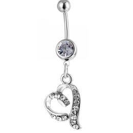 YYJFF D0146 Heart Belly Navel Button Ring Clear Colour