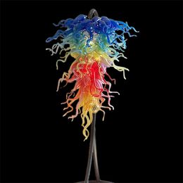 Modern Hand Lamps Blown Glass Chandelier Lightings Multicolor Pendant Lights Living Room Hall Chandeliers Lighting Crystal Hanging Lamp 24 By 48 Inches