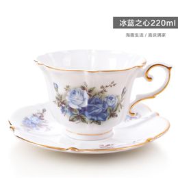 European Ceramic Tea Coffee Set English Luxury Royal Classic Bone China Cups And Saucer Sets Cup Rose HH50BD & Saucers