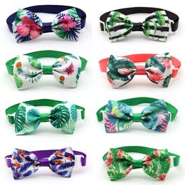 Dog Apparel 30/50 Pcs Pet Accessories Bowtie Tropical Plant Flower Summer Bow Tie Adjustable Size Necktie