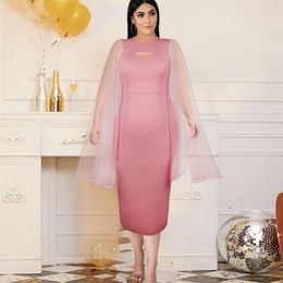 Pink Dresses Plus Size Women Elegant Fashion 4XL Patchwork Cocktail & Evening Party Night Out Robe Drop Summer 210527