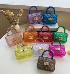 Cute jelly baby handbag high quality Colourful children pearl bag girls purse 10 Colours choose