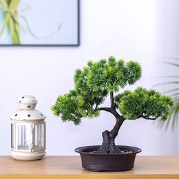 Decorative Flowers & Wreaths Artificial Plants Potted Bonsai Outdoor Pine Tree Fake Plant Teen Room Decor Table Ornament For Home Lifelike P