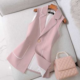 M-4XL Plus Size Women's Autumn Suit Vest Professional Solid Colour High Quality Jacket Fashion Small Female 210527