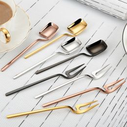 Cup Hangable Silver Gold Copper Black Dessert Spoon Fork and Spoon