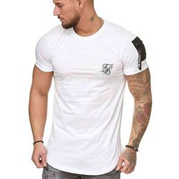Sik Silk 2021 summer new men's stand-up collar short-sleeved personality solid Colour design breathable men's T-shirt top G1222