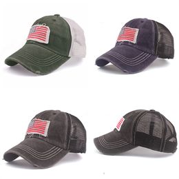 2021 American flag net cap embroidered baseball hat washed-coated sunshade casual duck tongue ball caps Fashion Accessories