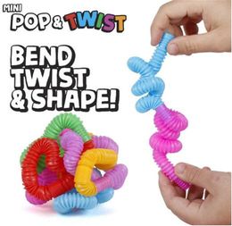 150PCS Mini Poptube Fidget Tube Twist Tubes Sensory Toy Finger Fun Game Stress Anxiety Relief Squeeze Pipes Stretch Telescopic Bellows Extension Spring Pipe