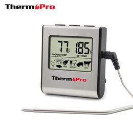 kitchen food timer Canada - Original ThermoPro TP-16 Large LCD Digital Cooking Kitchen Food Meat Thermometer for BBQ Oven Grill Smoker Built-in Clock Timer