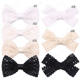 Sweet Lace Bowknot Hair Clips For Cute Girls White Black Handmade Safety Hairpins Boutique Barrette Kids Hair Accessories
