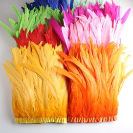 Wholesale 10 Yards 10-12 inch Width Rooster Tail Feather Trim Coque Feather Trimming For Crafts Dress Skirt Costumes Plumes