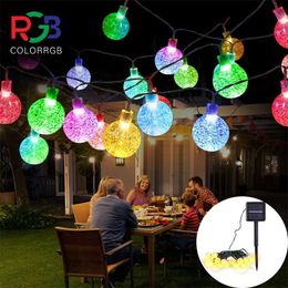 ColorRGB, Crystal Globe Solar String Lights Outdoor, Waterproof Solar Lights Outdoor Decorative with 8 Lighting Modes 211104