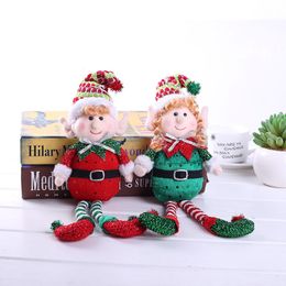 Christmas Decorations Christmas Red Green Plush Leg Elf Dolls Ornaments Boys Girls Elves Toy Doll Xmas Gifts w-01196