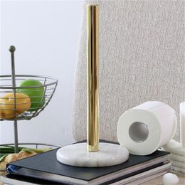 Stainless Steel Punch-Free Kitchen European Marble Vertical Paper Towel Rack Countertop Creative Roll Holder 210320