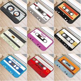 Cassette Tape Mats Anti Slip Floor Carpet Pattern Print Doormat for Bathroom Kitchen Entrance Rugs Home Decoration