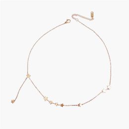 Korean Chic Rose Gold Colour Star Choker Necklace Women 2021 Fashion Simple Elegant Pendants&Necklaces Jewellery Fine Gift Chokers