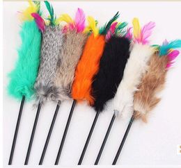 New stock cat toy elastic plastic long rod colorful rabbit hair cat Teaser 55cm