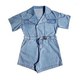 Fashion Summer Women Playsuits Casual Jumpsuits Rompers Loose Denim Ladies Shorts Overalls Sashes Streetwear WJ65 Women's &