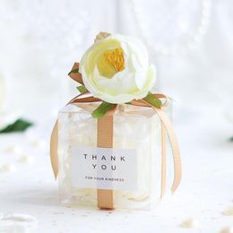 Gift Wrap 25Pcs/lot Romantic Wedding Candy Box Transparent PVC Hand Packaging Bag Bomboniera Event Party Supplies