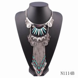 Pendant Necklaces Good Quality Fashion Design Vintage Alloy Chunky Chain Bead Coin Spike Statement Necklace For Women