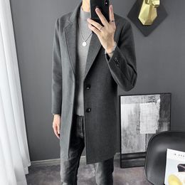 Men's Trench Coats Mens Clothes 2021 Winter Grey Long Black Business Steampunk Social Jackets