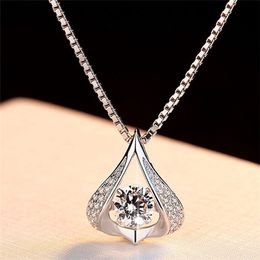 Luxury Water Drop Necklaces for Women Wedding Jewellery White CZ Zircon Heart Pendant Necklace