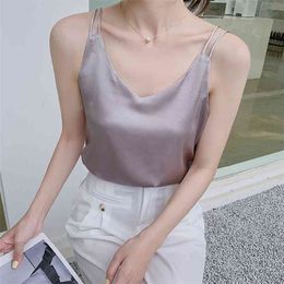 Summer Satin Women Thin Wild Solid Camis Vest Tank Tops Female Sexy Strap Basic Slim Sleeveless Camisole 210507