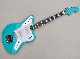 Blue Electric Guitar with P90 Pickups,Rosewood Fretboard,White Pickguard,Offering Customized Service
