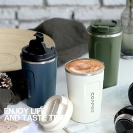 380/510ml Stainless Steel Coffee Thermos Mug Portable Car Vacuum Flasks Travel Insulated Thermal Water Bottle With Lid 211109