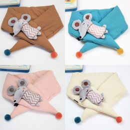 Autumn Winter Baby Girls Mouse Scarf Cartoon Mouse Children Scarf Kids Neck Scarf Collar Baby Bibs Toddler Burp Cloths 3094 Q2