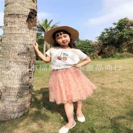 Children's Girls Skirt 2021 Summer New Style Short Sleeve T-Shirt Sweet Tutu Skirt Baby Girl Clothes 657 Y2