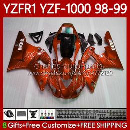 OEM Fairings For YAMAHA YZF-R1 YZF1000 YZF R 1 1000 CC YZFR1 98 99 00 01 Bodywork 82No.104 YZF R1 1000CC 1998 1999 2000 2001 YZF-1000 98-01 Motorcycle Body Silver Orange Kit
