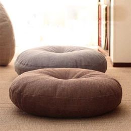 Linen Futon Cushion Thickened Round Fabric Japanese Tatami Bay Window Mat Yoga Floor Large Washable 1 Piece 211203