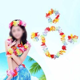 Decorative Flowers & Wreaths Hawaiian Flower Set Necklace Headband Bracelets Garland Lei Party Supplies Dress