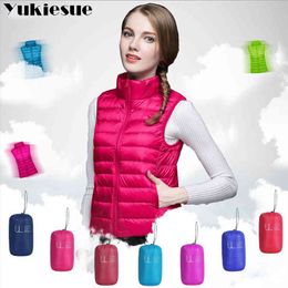 winter Women 90% White Duck Down Vest Women's Duck Down Vest Jacket Ultra Light Autumn Sleeveless Coat female overcoat 210519