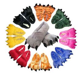 Winter Soft Warm Monster Dinosaur Paw Funny Slippers for Men Women Kids Parent-child Home House Slipper Shoes Room Cotton Shoes H1122