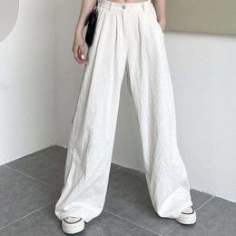 Women's Corduroy Wide Leg Pants White High Waist Straight Trousers For Girls Loose Casual Pant 2021 Autumn Vintage Ins Trouser Q0801