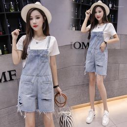 Women's Jumpsuits & Rompers Solid Loose Shorts Playsuit For Women Nice Fashion Pockets Denim Romper Casual Cute Jean Overalls